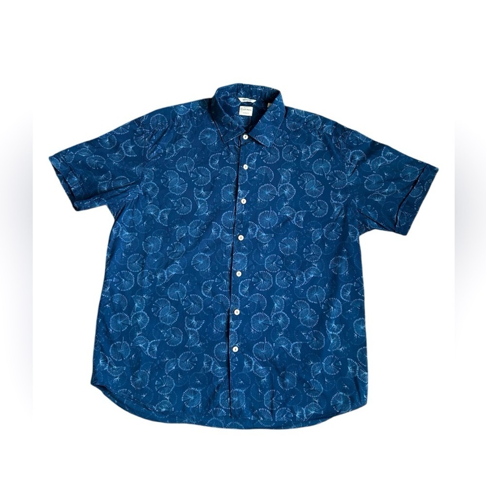 Cultuata Men’s button up relaxed casual shirt in dandelion like pattern XXL